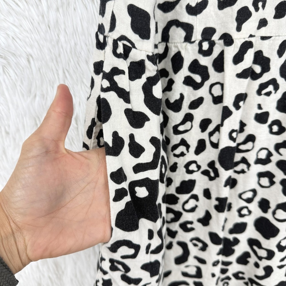 Who What Wear Linen Blend Dress XXL Black White Animal Print Pockets Modest - Picture 6 of 11